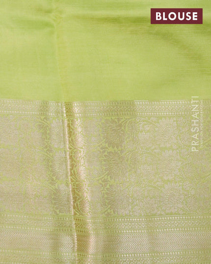 Silk kota saree green and pista green with allover zari weaves and banarasi style border - {{ collection.title }} by Prashanti Sarees