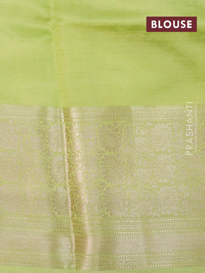 Silk kota saree green and pista green with allover zari weaves and banarasi style border - {{ collection.title }} by Prashanti Sarees