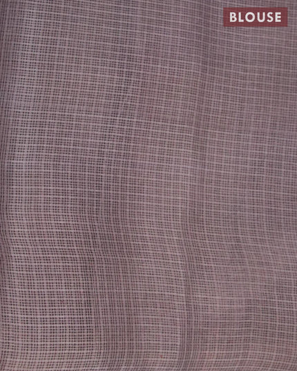 Silk kota saree grey with wavy prints and zari woven piping border - {{ collection.title }} by Prashanti Sarees