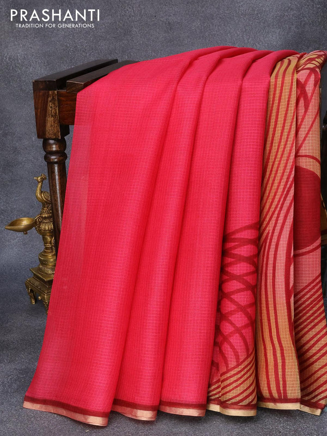 Silk kota saree multi colour with allover prints and zari woven piping border - {{ collection.title }} by Prashanti Sarees