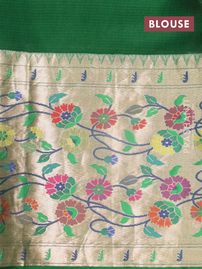 Silk kota saree red and green with zari woven buttas and long zari woven floral design paithani border - {{ collection.title }} by Prashanti Sarees