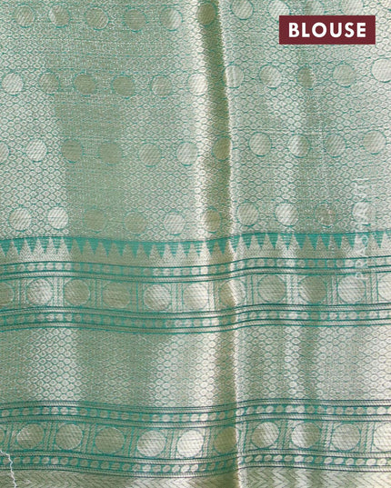 Silk kota saree teal green with zari woven buttas and zari woven border - {{ collection.title }} by Prashanti Sarees