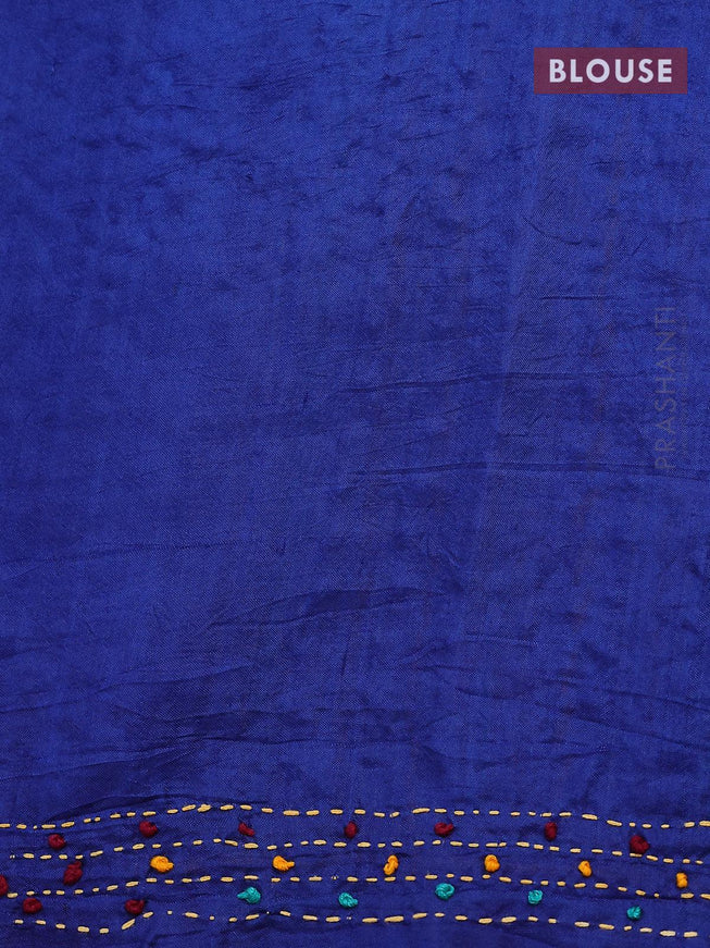 Silk saree blue with allover bandhani prints & french knot work - {{ collection.title }} by Prashanti Sarees