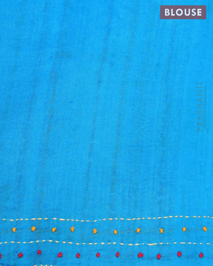 Silk saree light blue with allover bandhani prints & french knot work - {{ collection.title }} by Prashanti Sarees