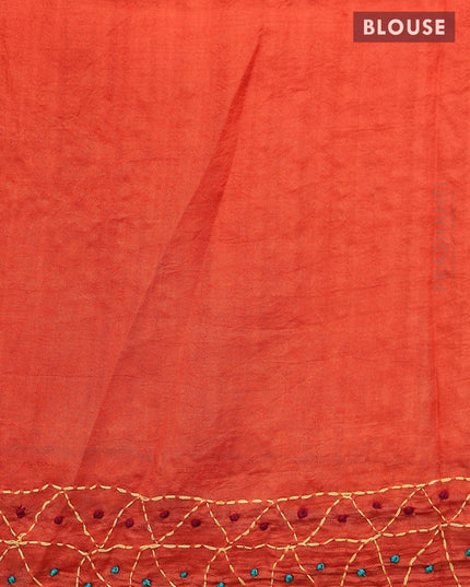 Silk saree rustic orange with allover bandhani prints & french knot work - {{ collection.title }} by Prashanti Sarees