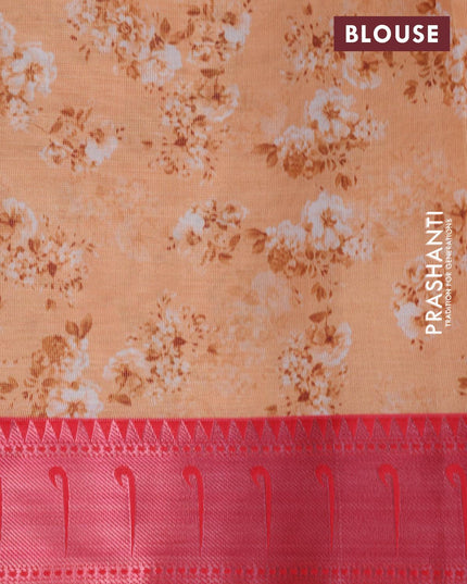 Tissue saree pale orange and pink with allover digital floral prints and muniya paithani style border - {{ collection.title }} by Prashanti Sarees