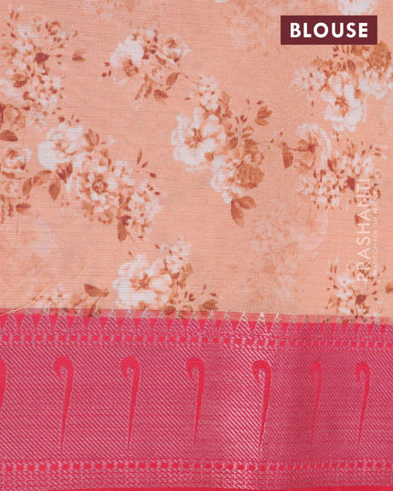 Tissue saree peach orange and pink with allover digital floral prints and muniya paithani style border - {{ collection.title }} by Prashanti Sarees