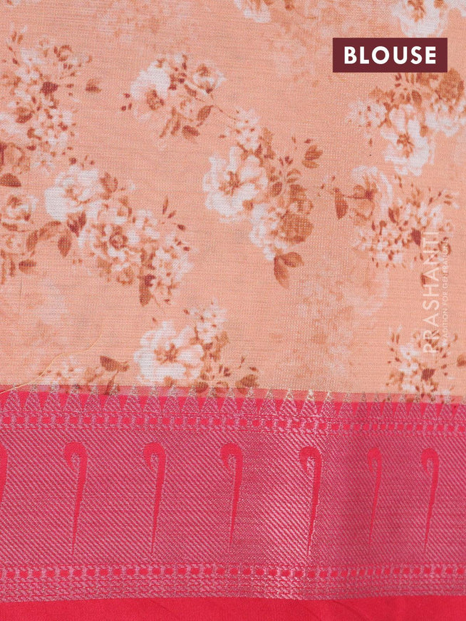 Tissue saree peach orange and pink with allover digital floral prints and muniya paithani style border - {{ collection.title }} by Prashanti Sarees