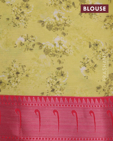 Tissue saree yellow and pink with allover digital floral prints and muniya paithani style border - PBR0631 - {{ collection.title }} by Prashanti Sarees