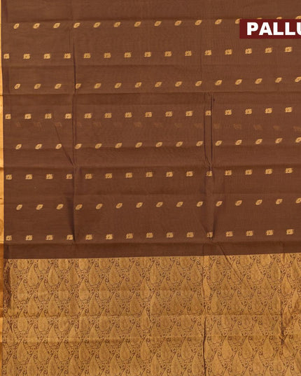 Venkatagiri cotton saree brown with zari woven buttas and zari woven border without blouse - {{ collection.title }} by Prashanti Sarees