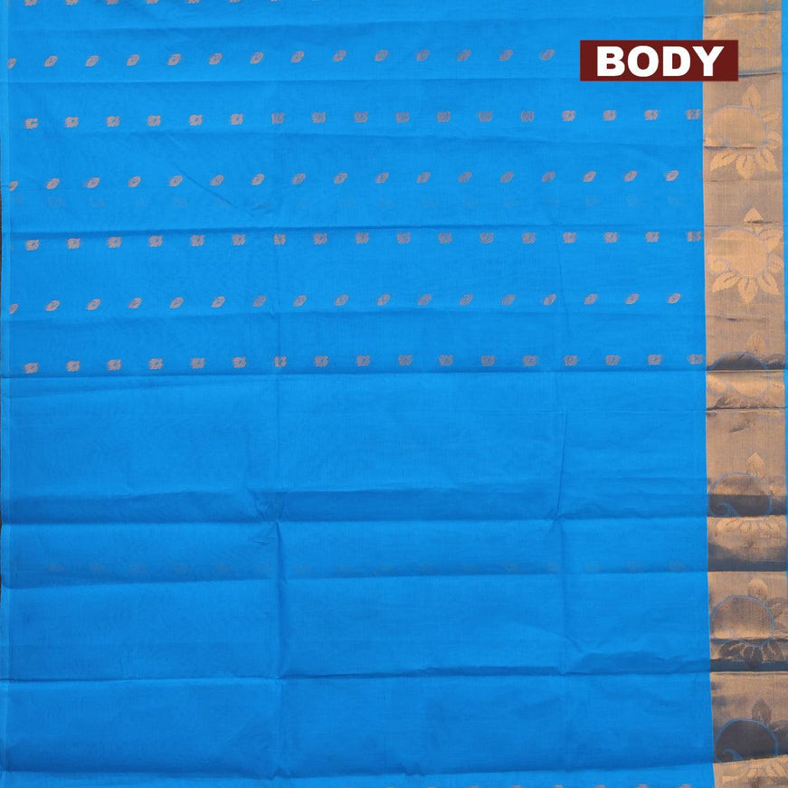 Venkatagiri cotton saree cs blue with zari woven buttas and zari woven border without blouse - {{ collection.title }} by Prashanti Sarees