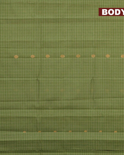Venkatagiri cotton saree green shade and purple shade with allover checked pattern & zari buttas and zari woven border without blouse - {{ collection.title }} by Prashanti Sarees