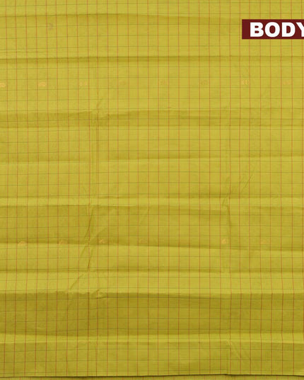 Venkatagiri cotton saree light green and mustard yellow with allover checked pattern & zari buttas and zari woven border without blouse - {{ collection.title }} by Prashanti Sarees