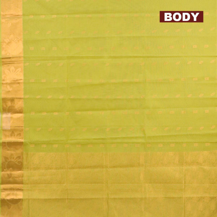 Venkatagiri cotton saree light green with zari woven buttas and zari woven border without blouse - {{ collection.title }} by Prashanti Sarees