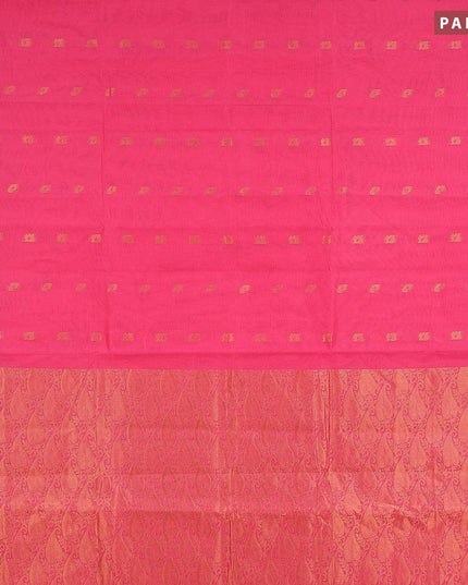 Venkatagiri cotton saree light pink with zari woven buttas and zari woven border without blouse - {{ collection.title }} by Prashanti Sarees