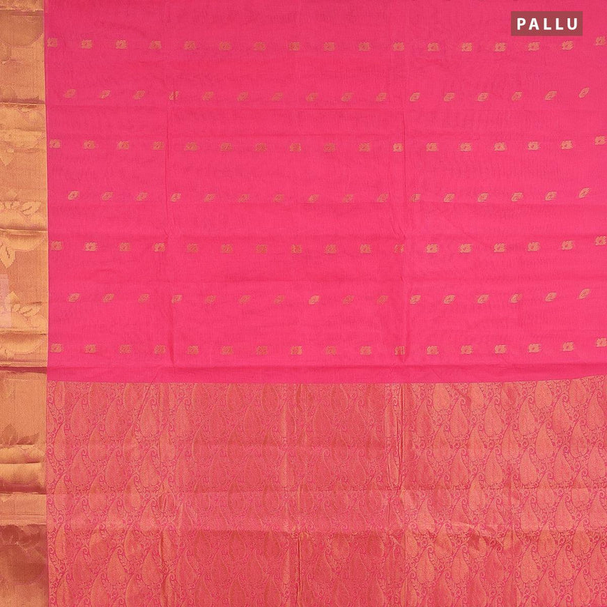 Venkatagiri cotton saree light pink with zari woven buttas and zari woven border without blouse - {{ collection.title }} by Prashanti Sarees