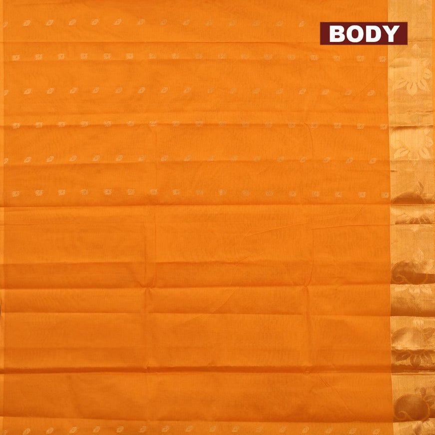 Venkatagiri cotton saree mustard yellow with zari woven buttas and zari woven border without blouse - {{ collection.title }} by Prashanti Sarees