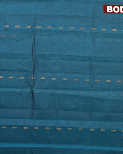 Venkatagiri cotton saree peacock green and mustard shade with zari woven buttas and zari woven border without blouse - {{ collection.title }} by Prashanti Sarees