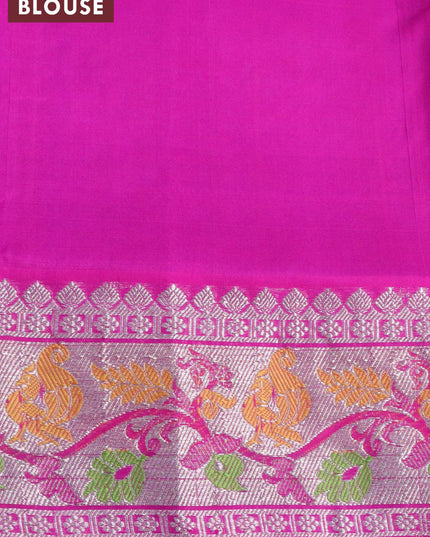 Venkatagiri silk saree blue and pink with silver & golg zari woven floral buttas and silver zari woven paithani border - {{ collection.title }} by Prashanti Sarees