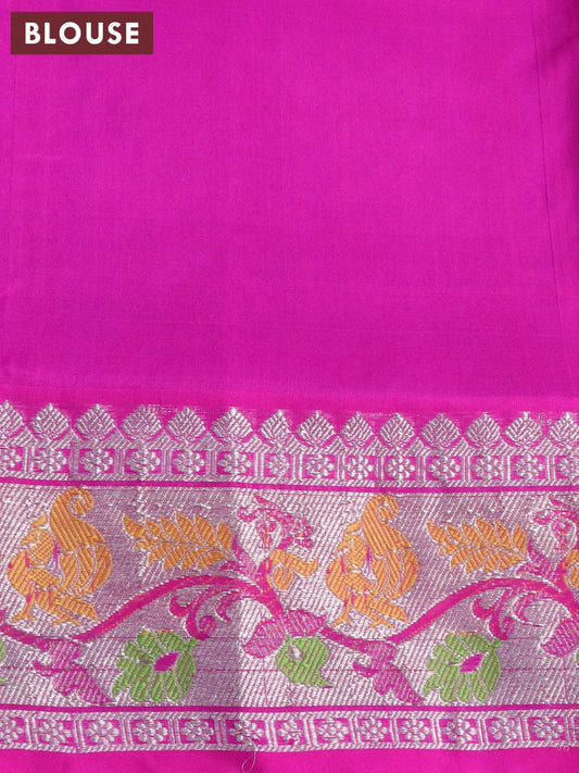 PINK KHADI COTTON SAREE WITH THREAD WOVEN FLORAL BUTTAS AND SIMPLE BORDER