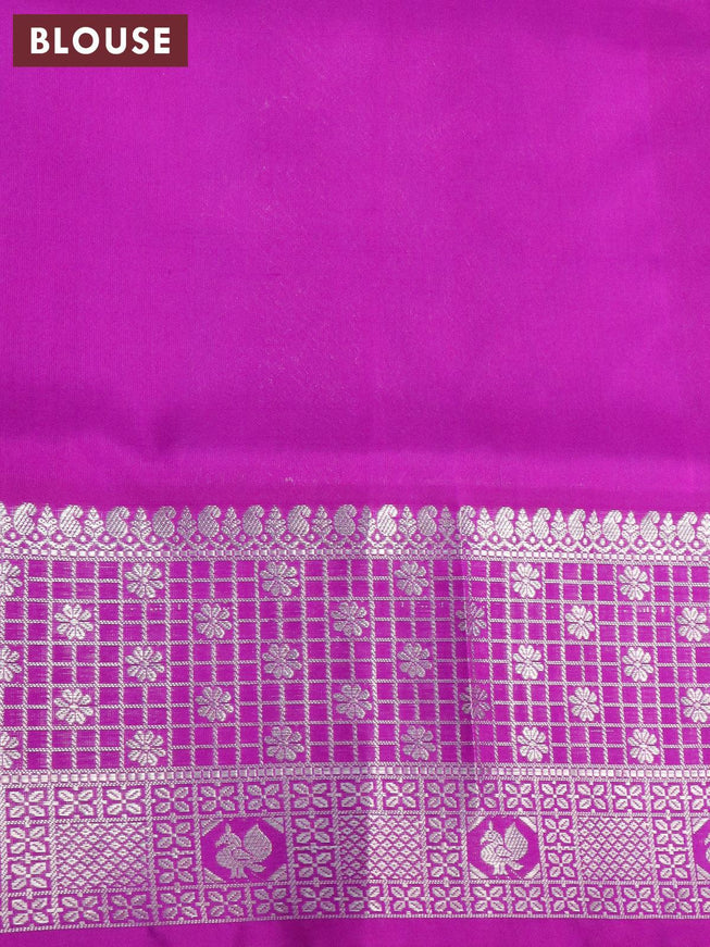 Venkatagiri silk saree cs blue and purple with silver zari woven buttas and rich silver zari woven border - {{ collection.title }} by Prashanti Sarees