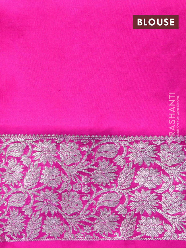 Venkatagiri silk saree dual shade of pinkish orange and pink with allover silver zari woven butta weaves and silver zari woven floral border - {{ collection.title }} by Prashanti Sarees