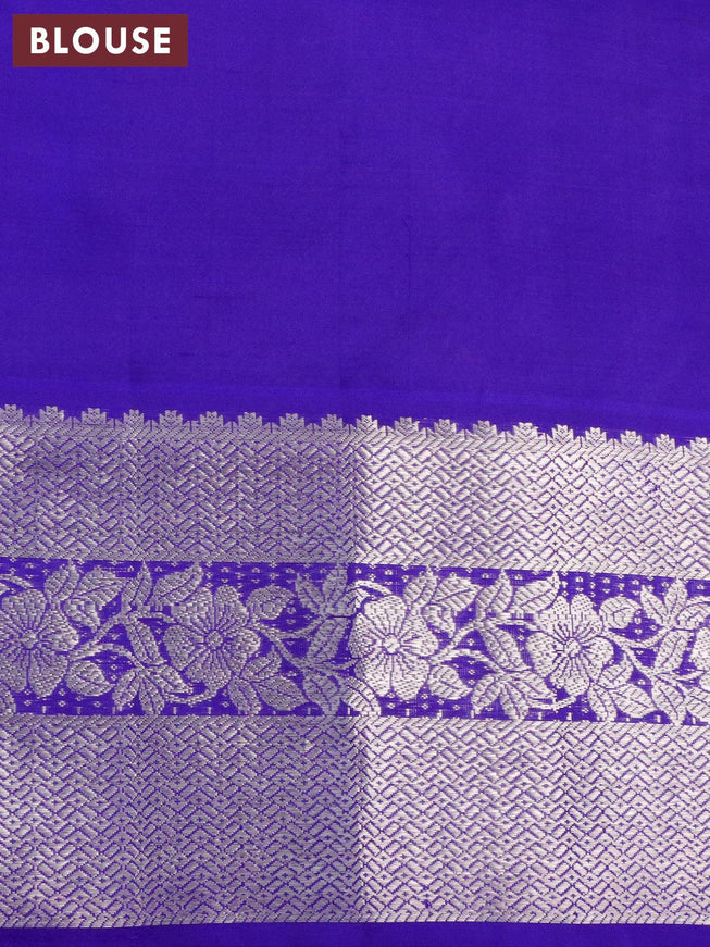 Venkatagiri silk saree maroon and blue with silver zari woven buttas and rich silver zari woven border - {{ collection.title }} by Prashanti Sarees