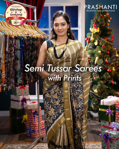 Printed Semi Tussar Sarees