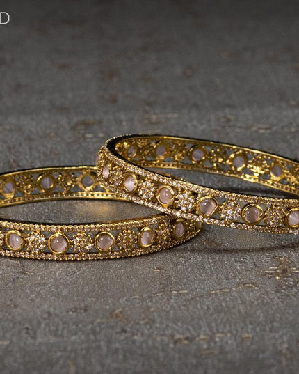 Victorian bangles floral design with peach and cz stones - {{ collection.title }} by Prashanti Sarees
