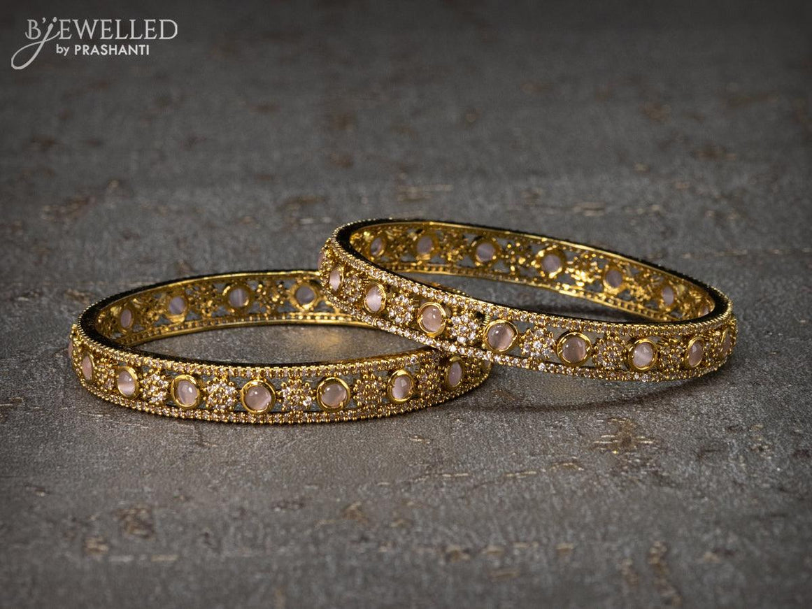 Victorian bangles floral design with peach and cz stones - {{ collection.title }} by Prashanti Sarees