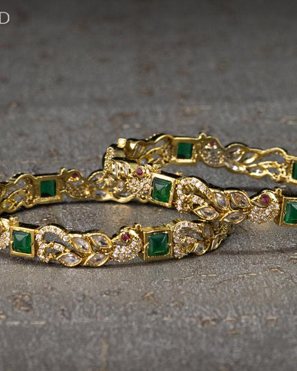 Victorian bangles peacock design with emerald and cz stones - {{ collection.title }} by Prashanti Sarees