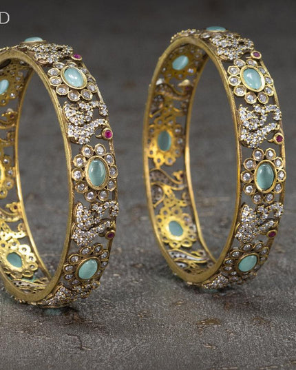 Victorian bangles swan design with mint and cz stones - {{ collection.title }} by Prashanti Sarees