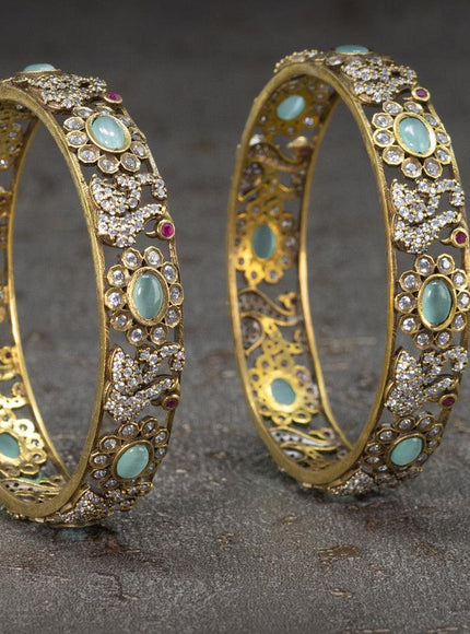 Victorian bangles swan design with mint and cz stones - {{ collection.title }} by Prashanti Sarees