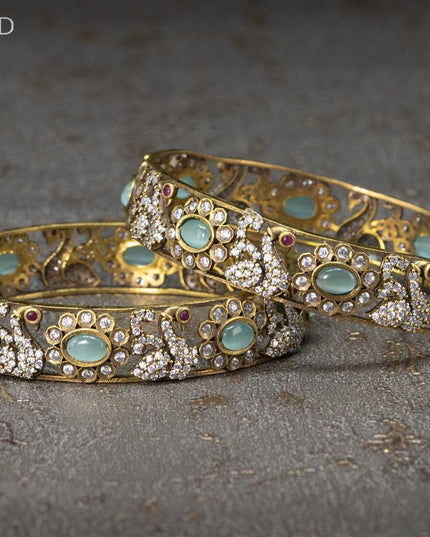Victorian bangles swan design with mint and cz stones - {{ collection.title }} by Prashanti Sarees