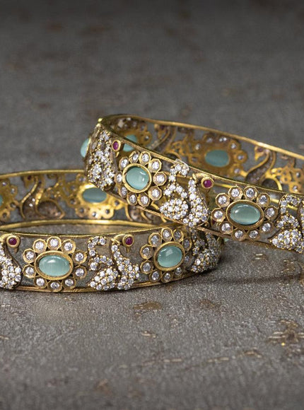 Victorian bangles swan design with mint and cz stones - {{ collection.title }} by Prashanti Sarees