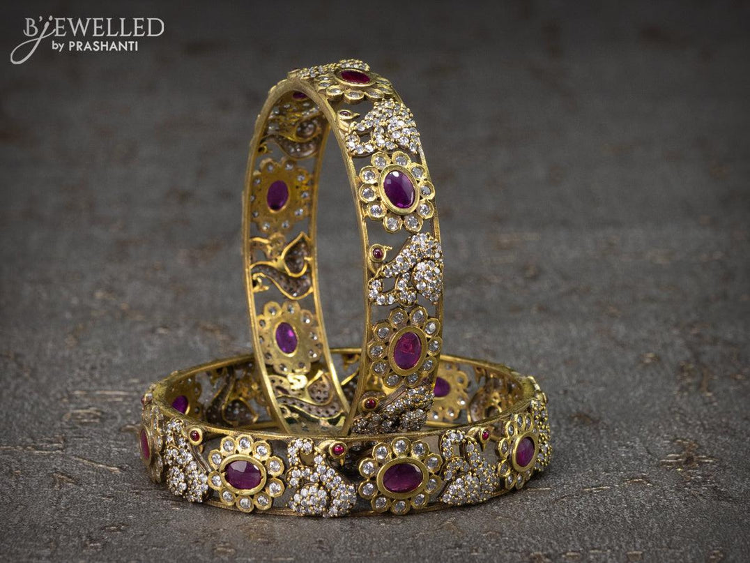 Victorian bangles swan design with ruby and cz stones - {{ collection.title }} by Prashanti Sarees