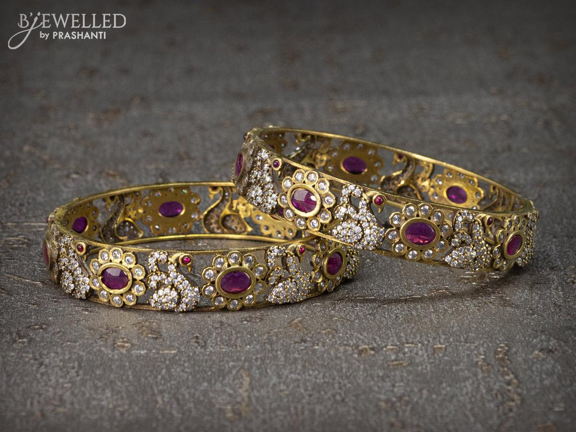 Victorian bangles swan design with ruby and cz stones - {{ collection.title }} by Prashanti Sarees
