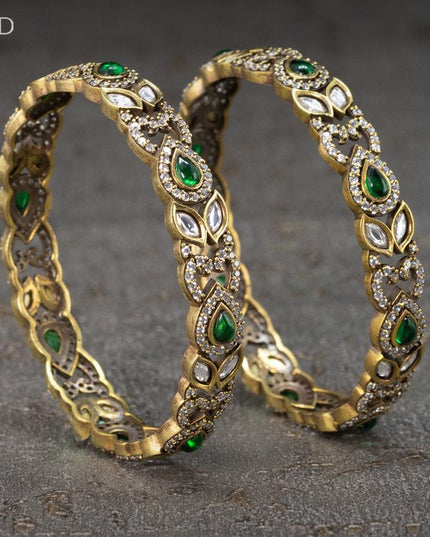 Victorian bangles with emerald & cz stone - {{ collection.title }} by Prashanti Sarees