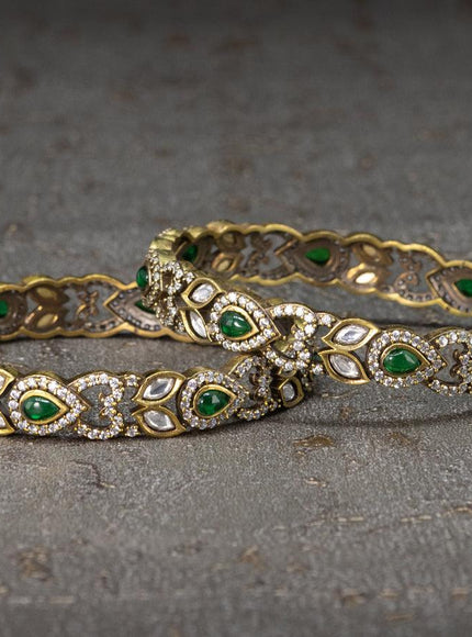 Victorian bangles with emerald & cz stone - {{ collection.title }} by Prashanti Sarees