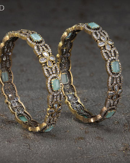 Victorian bangles with mint & cz stone - {{ collection.title }} by Prashanti Sarees