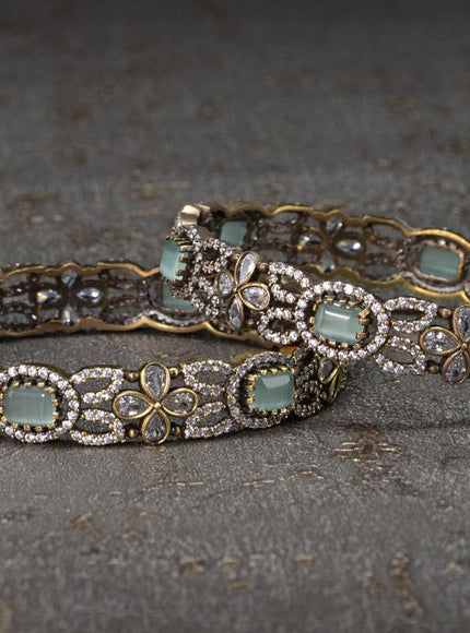 Victorian bangles with mint & cz stone - {{ collection.title }} by Prashanti Sarees