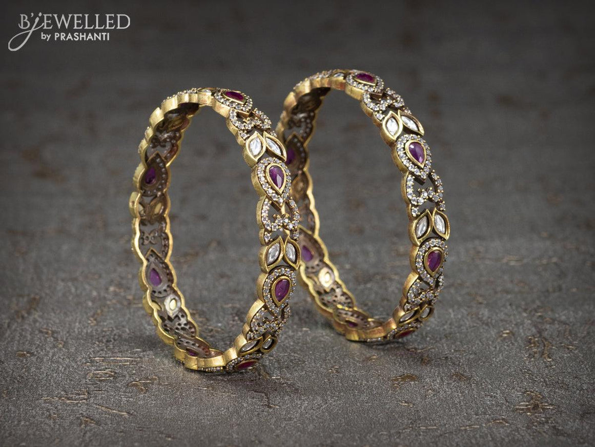 Victorian bangles with ruby & cz stone - {{ collection.title }} by Prashanti Sarees