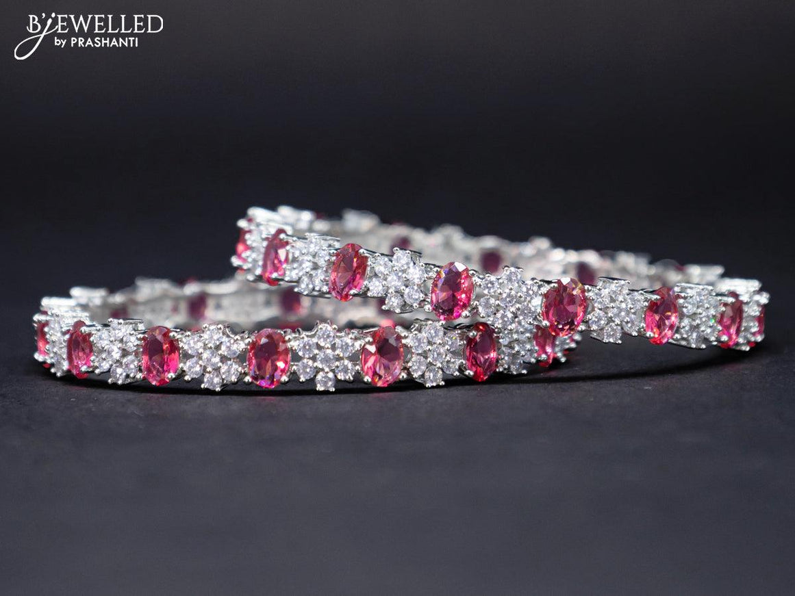 Zircon bangle floral design with red and cz stone - {{ collection.title }} by Prashanti Sarees