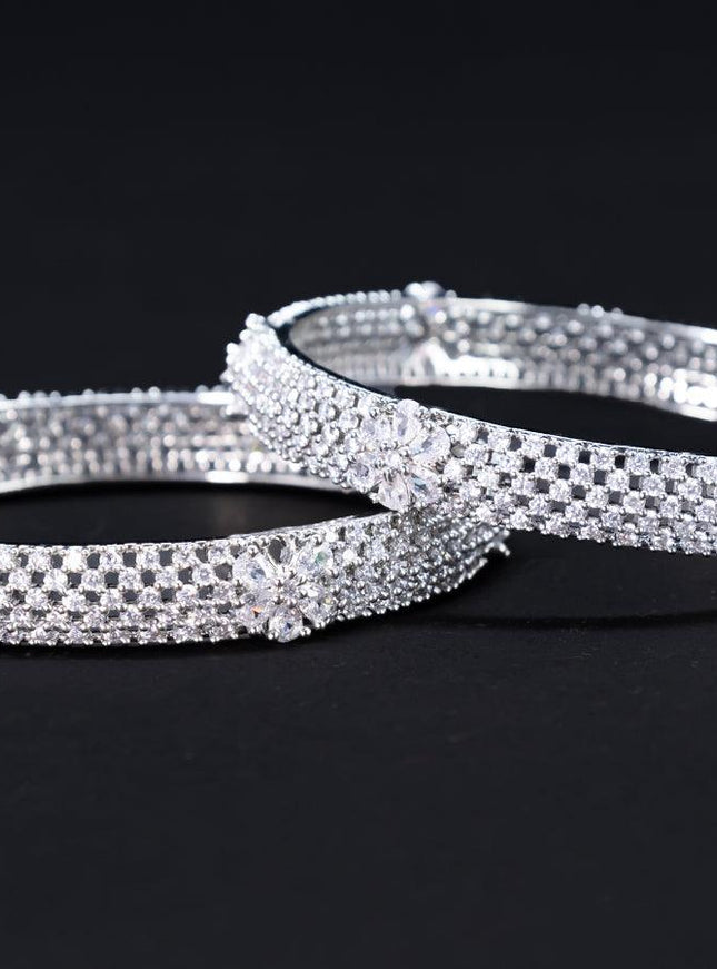 Zircon bangles floral design with cz stones - {{ collection.title }} by Prashanti Sarees