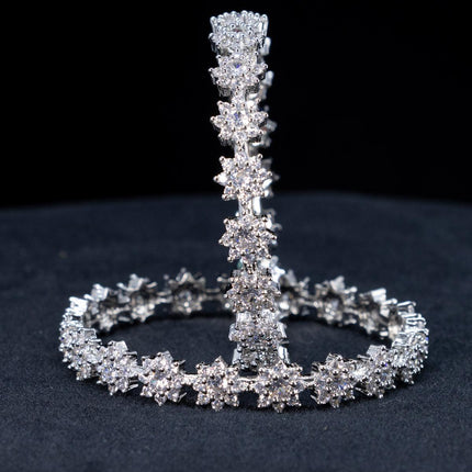Zircon bangles floral design with cz stones - {{ collection.title }} by Prashanti Sarees