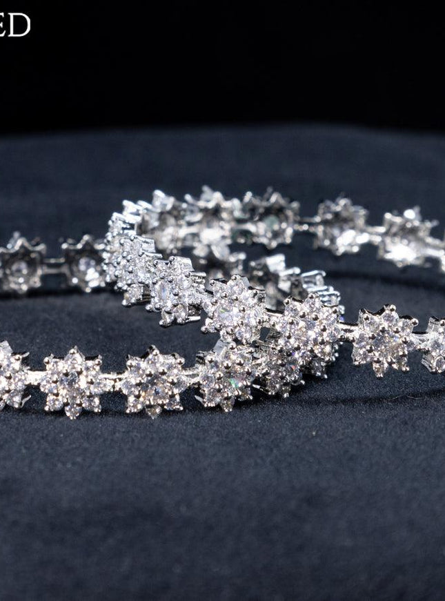 Zircon bangles floral design with cz stones - {{ collection.title }} by Prashanti Sarees