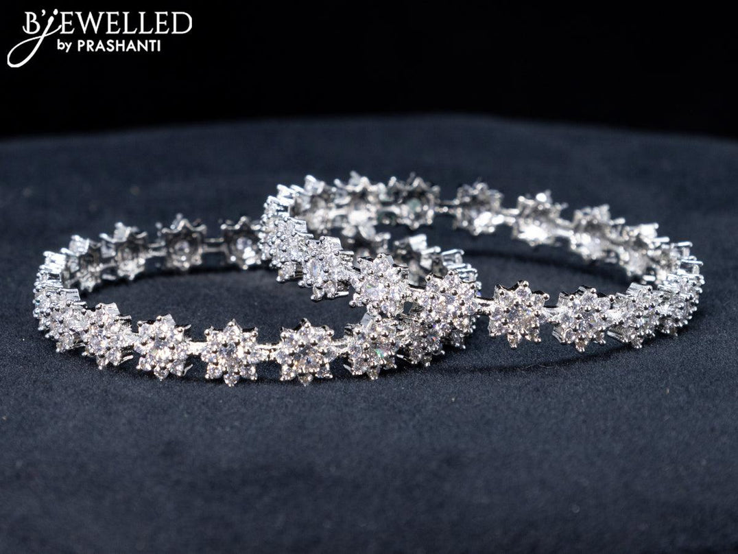 Zircon bangles floral design with cz stones - {{ collection.title }} by Prashanti Sarees