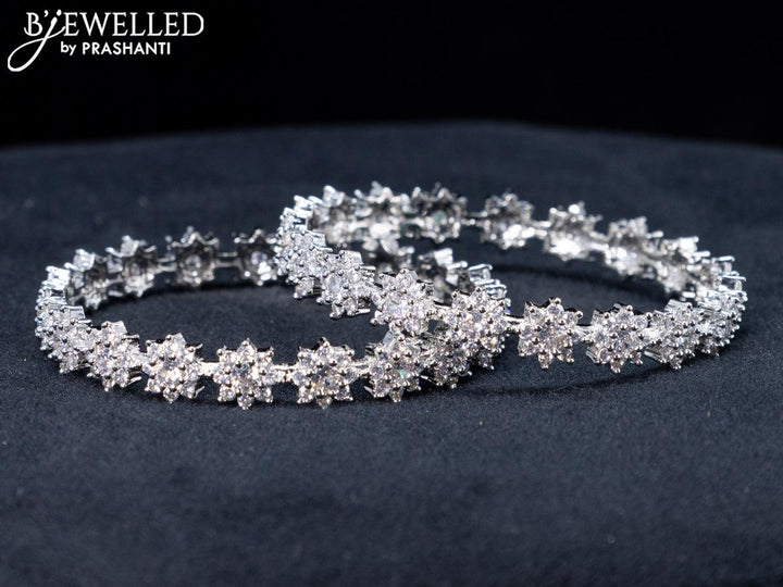 Zircon bangles floral design with cz stones - {{ collection.title }} by Prashanti Sarees