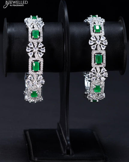 Zircon bangles floral design with emerald and cz stones - {{ collection.title }} by Prashanti Sarees