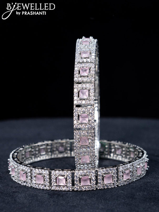 Zircon bangles with baby pink and cz stones - {{ collection.title }} by Prashanti Sarees